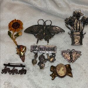 Vintage Brooch Collection with Floral and Animal Designs
